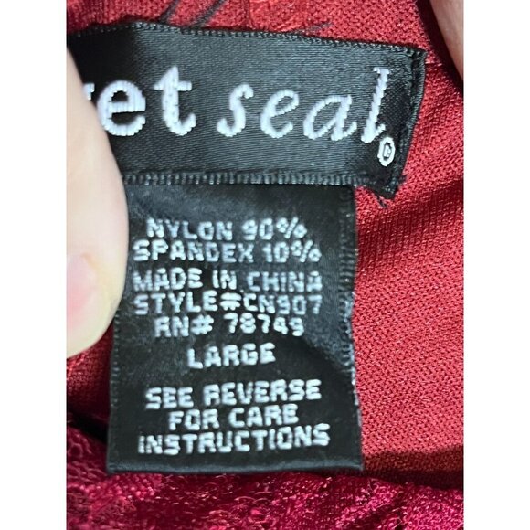 Wet Seal Floral Lace Mini Dress L Red Boho Dark Romance Y2K Grunge Mesh Classic - Picture 9 of 11